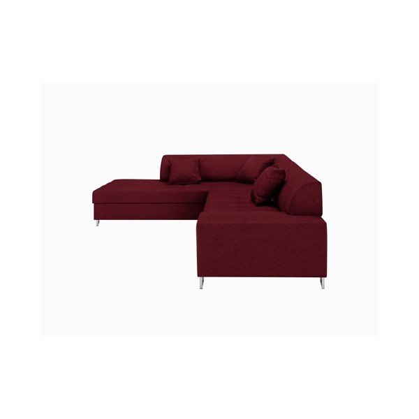 Červená rohová rozkladacia pohovka s nohami v striebornej farbe Cosmopolitan Design Orlando, ľavý roh-image-2