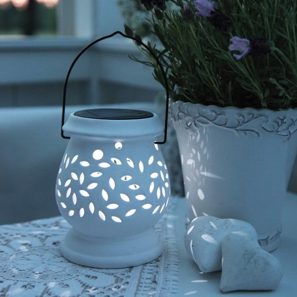 Biely vonkajší LED lampáš Star Trading Clay, výška 14 cm