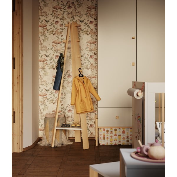 Svetlosivý/v prírodnej farbe detský vešiak z bukového dreva Cube - Pinio-image-1