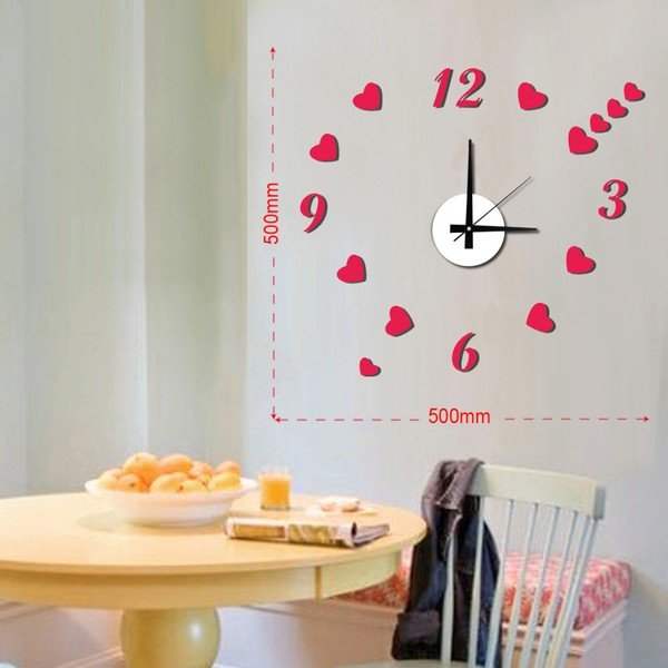 Nástenné samolepiace hodiny Mauro Ferretti Hearts, ⌀ 50 cm-image-1