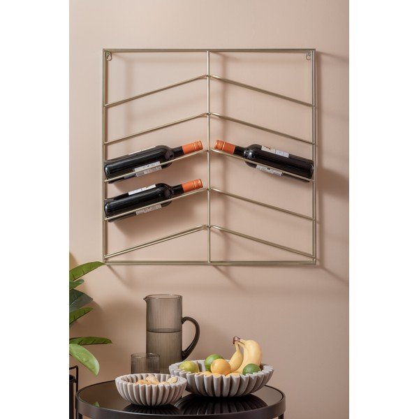 Nástenný kovový regál na víno v zlatej farbe počet fliaš 10 67x66x7,5 cm Cuadro – PT LIVING-image-1