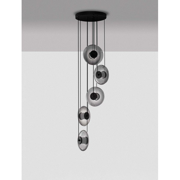 Matne čierne sklenené LED závesné svietidlo so stmievačom ø 40 cm Ballet – Nova Luce-image-4
