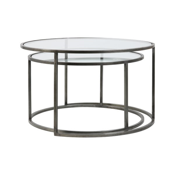 Sivé sklenené okrúhle konferenčné stolíky v súprave 2 ks ø 75 cm Duarte - Light & Living-image-3