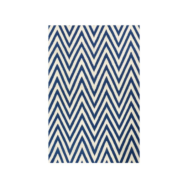 Vlnený koberec Zig Zag Dark Blue, 180x120 cm
