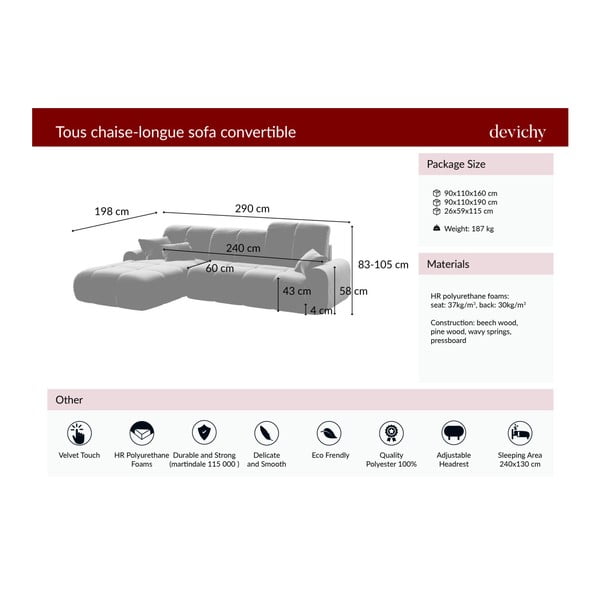 Tmavozelená zamatová rozkladacia rohová pohovka Devichy Tous, pravý roh-image-4