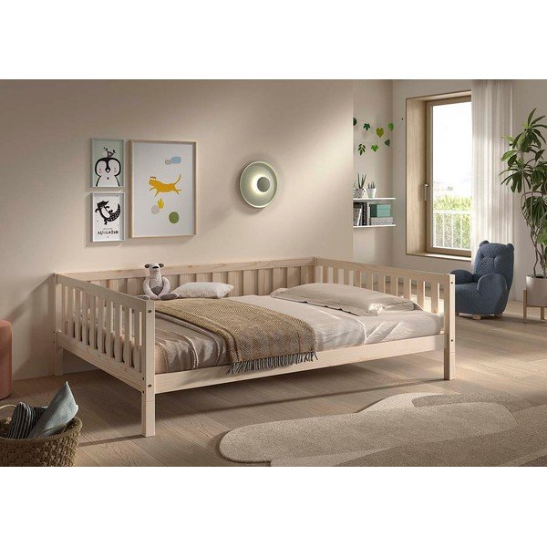 Detská posteľ z borovicového dreva s roštom 140x200 cm v prírodnej farbe Dallas – Vipack-image-3