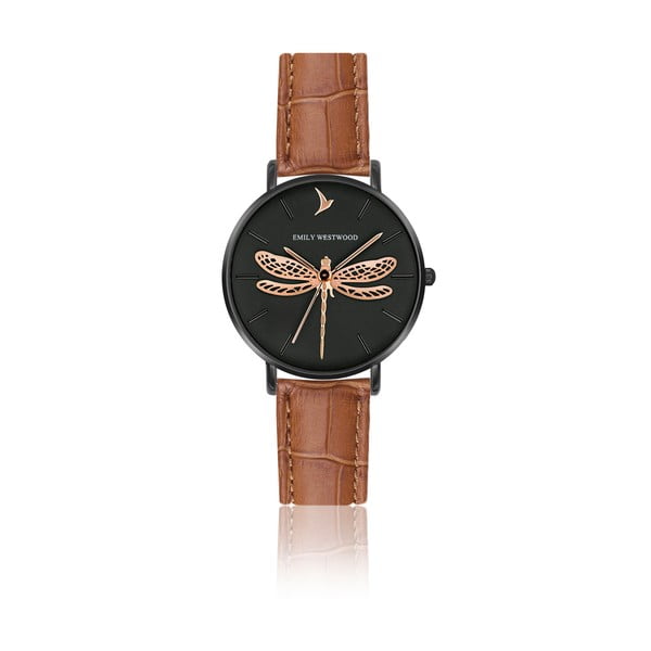 Dámské hodinky s remienkom z pravej kože v hnedej farbe Emily Westwood Fly