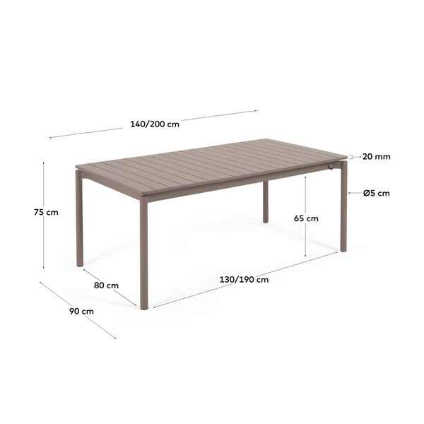 Hnedý hliníkový záhradný stôl Kave Home Zaltana, 140 x 90 cm-image-3