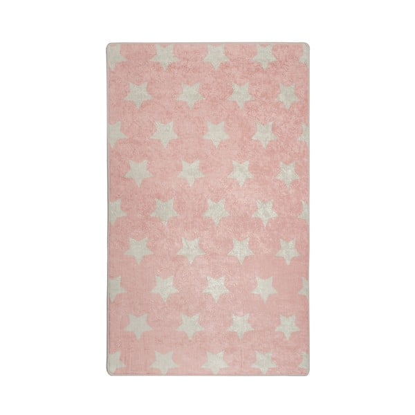 Ružový detský protišmykový koberec Chilam Stars, 100 x 160 cm