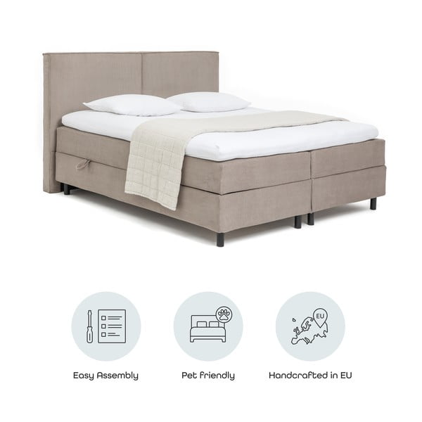 Boxspring posteľ taupe s úložným priestorom 160x200 cm Elva Bold – Bonami Selection-image-4