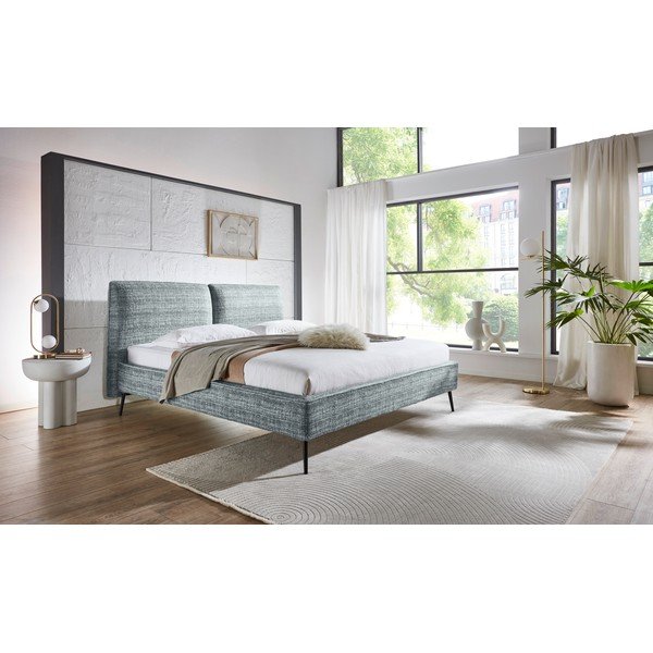 Modrá čalúnená dvojlôžková posteľ bez roštu 180x200 cm Infinity – Meise Möbel-image-1