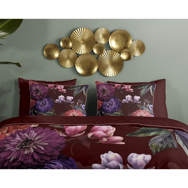 Vínovočervené obliečky na jednolôžko z organickej bavlny Descanso Gerbera, 140 x 220 cm-image-2