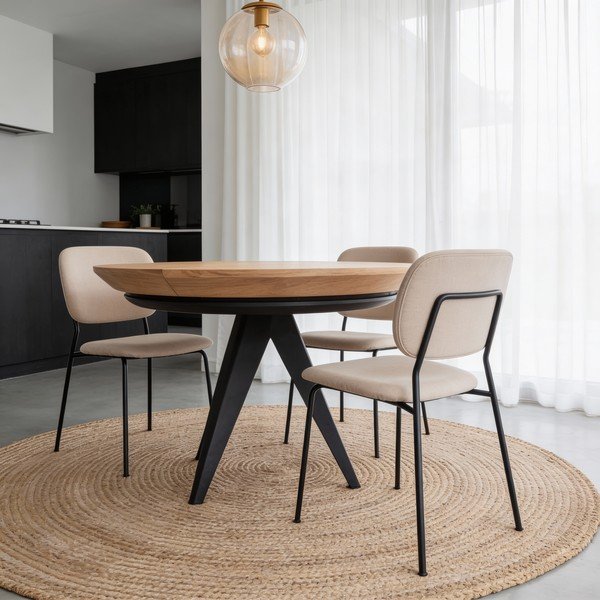 Okrúhly rozkladací jedálenský stôl s prídavnou doskou s doskou v dubovom dekore ø 120 cm Magnus – Windsor & Co Sofas-image-1