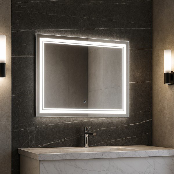 Nástenné zrkadlo s osvetlením 90x70 cm Zenith – Bonami Essentials-image-1