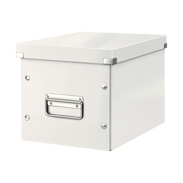 Biely kartónový úložný box s vekom 26x26x24 cm Click&Store – Leitz