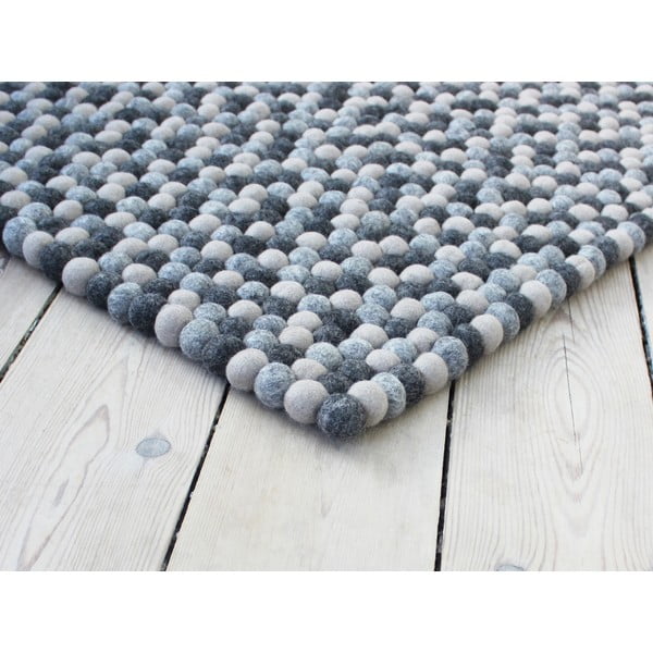 Tmavosivý guľôčkový vlnený koberec Wooldot Ball rugs, 100 x 150 cm
