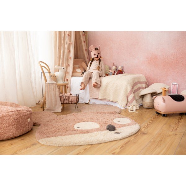 Svetlohnedý prateľný ručne tkaný vlnený detský koberec 120x120 cm Miss Mighty Mouse – Lorena Canals-image-4