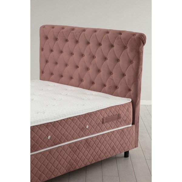 Ružová boxspring posteľ s úložným priestorom 140x200 cm Sonata – Kalune Design-image-3