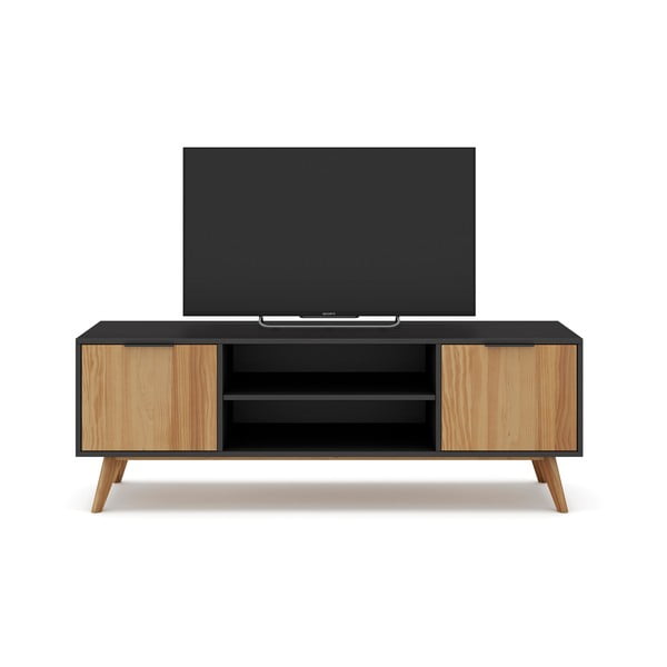 Čierny/prírodný TV stolík z borovicového dreva 140x53 cm Lavis – Marckeric-image-4