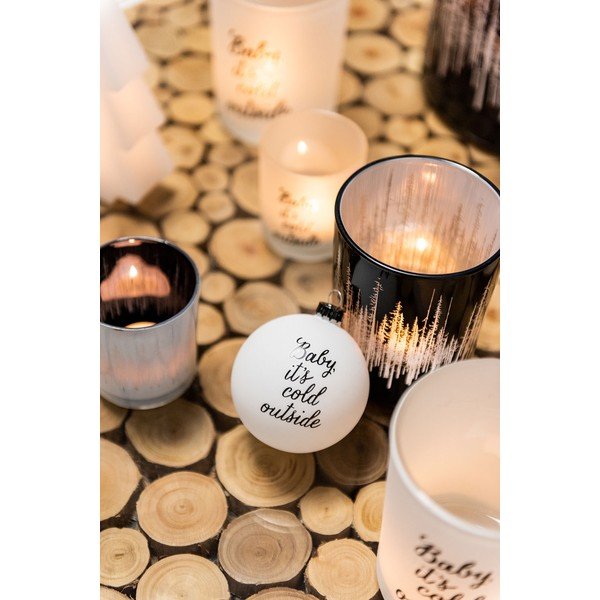 Súprava 6 bielych sklenených vianočných ozdôb J-Line Baby-image-1