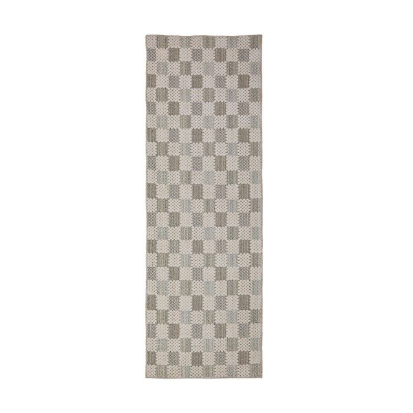 Zelený prateľný behúň s prímesou bavlny 80x230 cm Muted Checkerboard – Flair Rugs