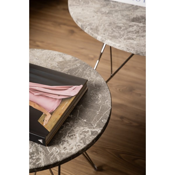 Mramorový okrúhly odkladací stolík ø 55 cm Prunus – Actona-image-3