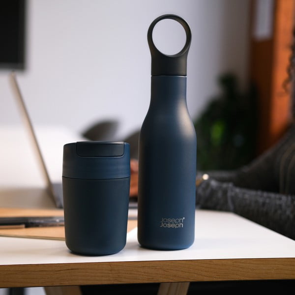 Tmavomodrá cestovná antikoro fľaša 500 ml Loop – Joseph Joseph-image-3