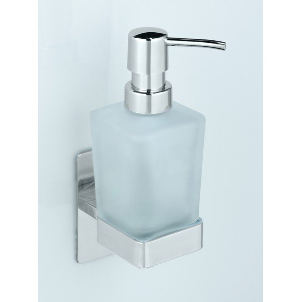 Samodržiaci sklenený dávkovač mydla v lesklo striebornej farbe 200 ml Genova – Wenko-image-1