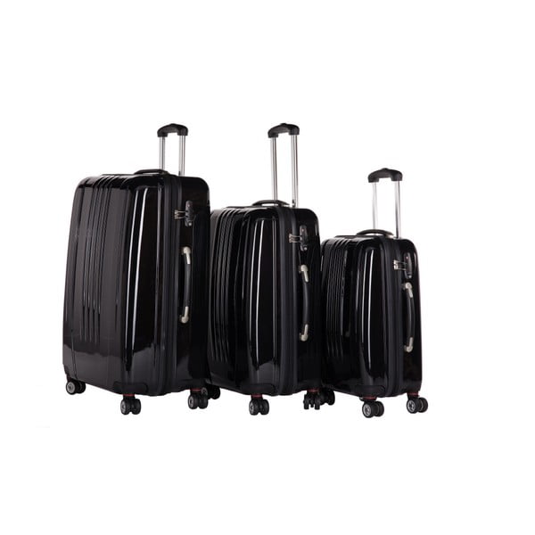 Sada 3 čiernych cestovných kufrov Packenger Premium Koffer