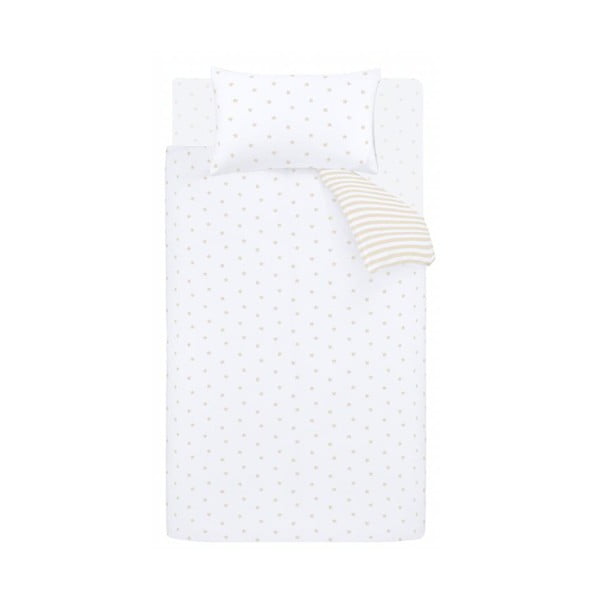 Biele/béžové bavlnené detské obliečky na jednolôžko 135x200 cm Mini Star & Stripes – Bianca