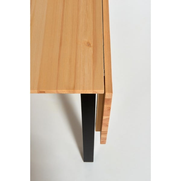 Borovicový rozkladací jedálenský stôl s čiernou konštrukciou Bonami Essentials Brisbane, 120 (200) x 70 cm-image-3