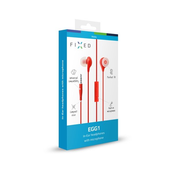 In-ear slúchadlá s mikrofónom FIXED EGG1, červené-image-1