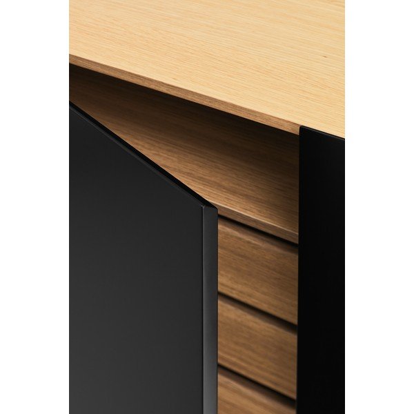 Čierna nízka komoda v dekore duba 165x78 cm Arista – Teulat-image-4