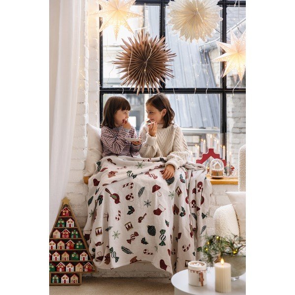 Biela deka s vianočným motívom 130x160 cm Yule – Bloomingville-image-4