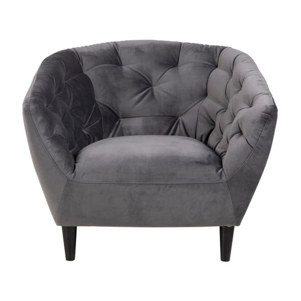 Tmavosivé zamatové kreslo Actona Ria-image-2