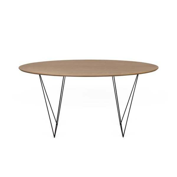 Jedálenský stôl v dekore orechového dreva s čiernou podnožou Symbiosis Row, Ø 150 cm-image-1