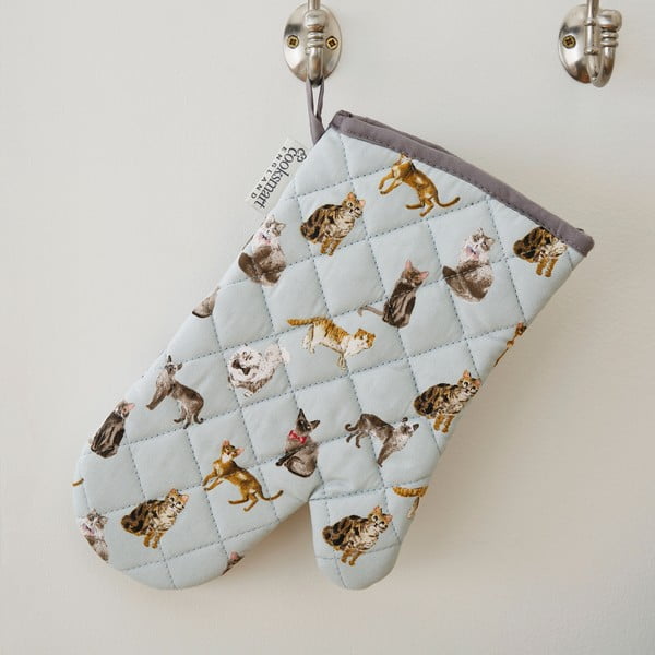 Modrá bavlnená kuchynská rukavica Cooksmart ® Curious Cats-image-1