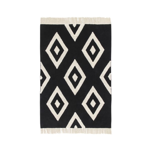 Čierny bavlnený ručne vyrobený koberec Lorena Canals Diamonds, 140 x 200 cm