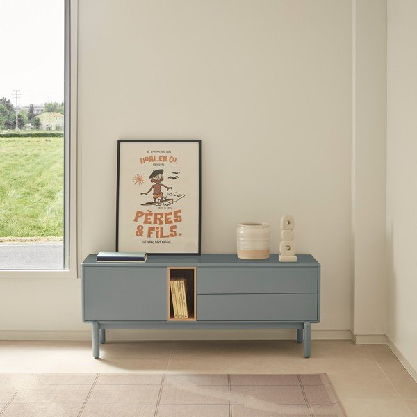 Modrý/sivý TV stolík 140x56 cm Corvo – Teulat-image-1