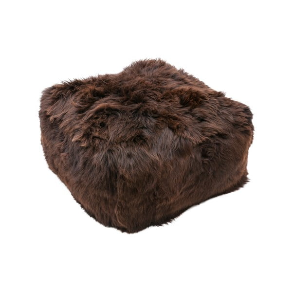 Kožušinový puf s krátkym vlasom Brown, 60x60x30 cm
