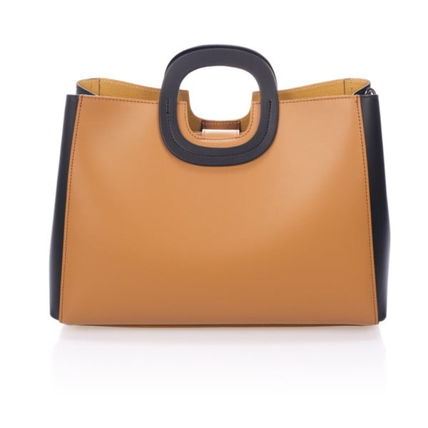 Koňakovohnedá kožená kabelka Markese Cremio-image-2