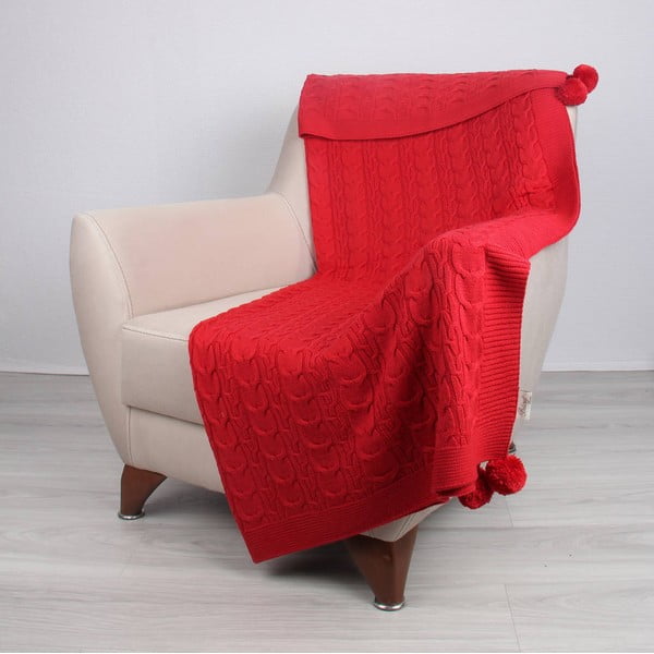 Červená deka Tata, 130 × 170 cm