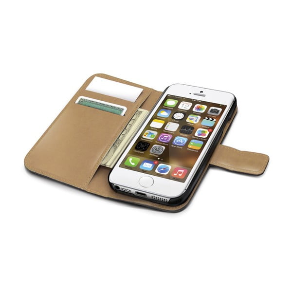 Čierne peňaženkové puzdro Celly Wally pre  Apple iPhone 5/5S/SE