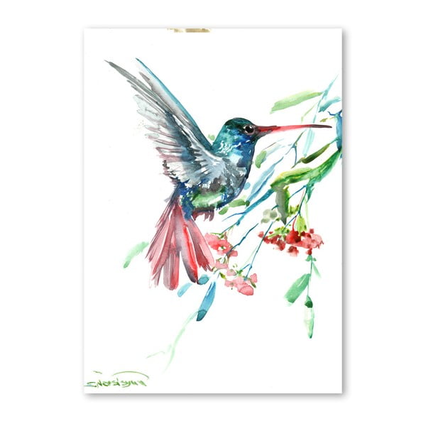 Autorský plagát Humming Bird Flowers od Surena Nersisyana, 42 × 30 cm