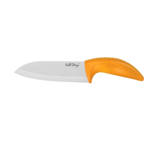 Oranžový keramický nôž Santoku, 14 cm