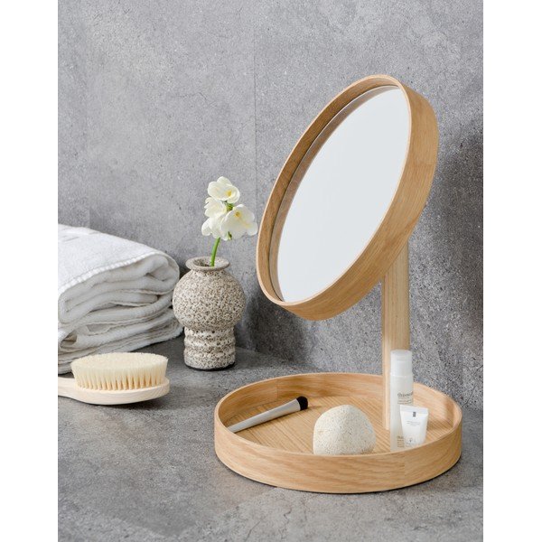 Kozmetické zrcadlo s rámom z dubového dreva Wireworks Cosmos, ø 25 cm-image-1