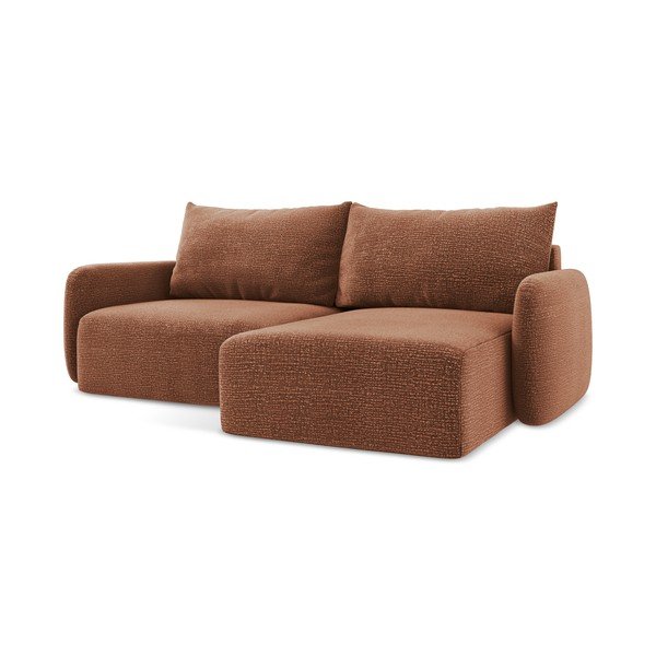 Rozkladacia/s úložným priestorom rohová pohovka v tehlovej farbe (pravý roh) Kalena – Makamii-image-1