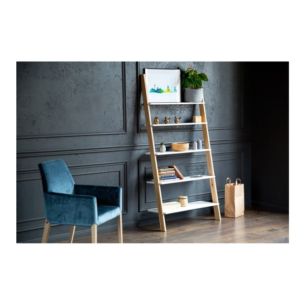 Biela rebríková polica Ragaba ASHME, šírka 85 cm-image-1