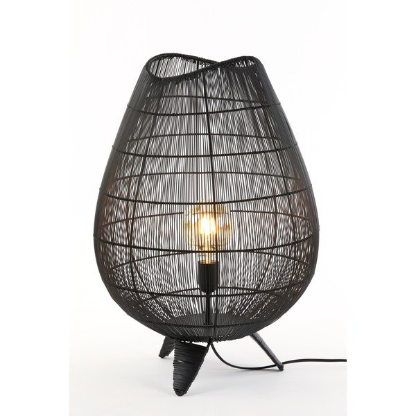 Matne čierna stolová lampa s kovovým tienidlom (výška 56 cm) Yumi – Light & Living-image-2