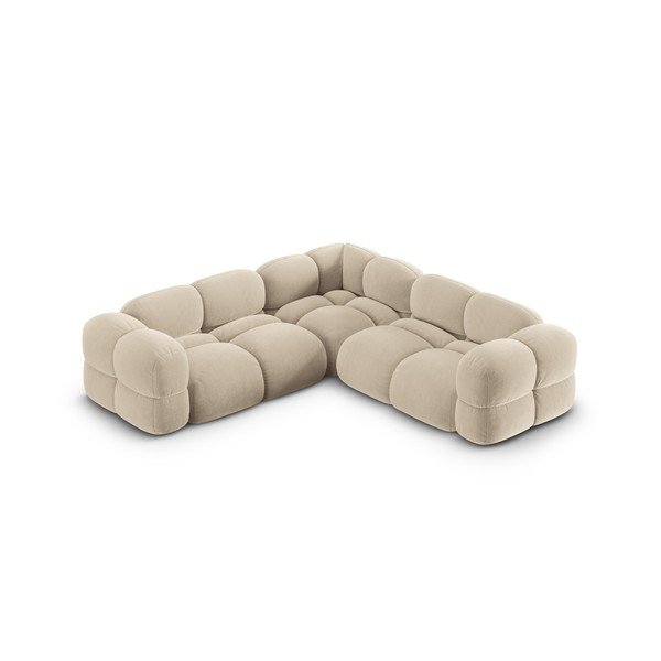 Béžová zamatová rohová pohovka Loretto – Cosmopolitan Design-image-3